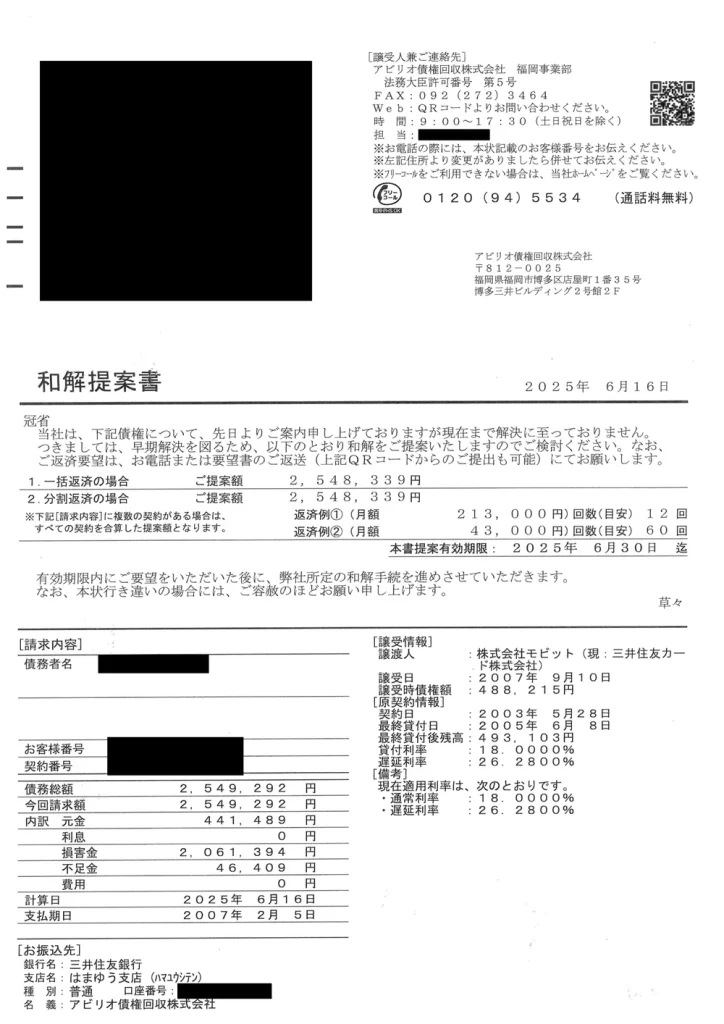 アドバンス 債権法 アビリオ債権回収「和解提案書」の失敗しない対処法。電話は慎重に