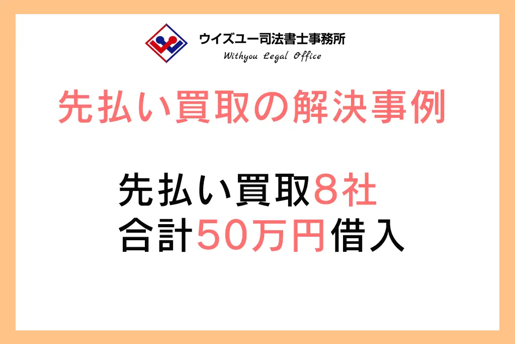 先払い買取の解決事例8社50蔓延